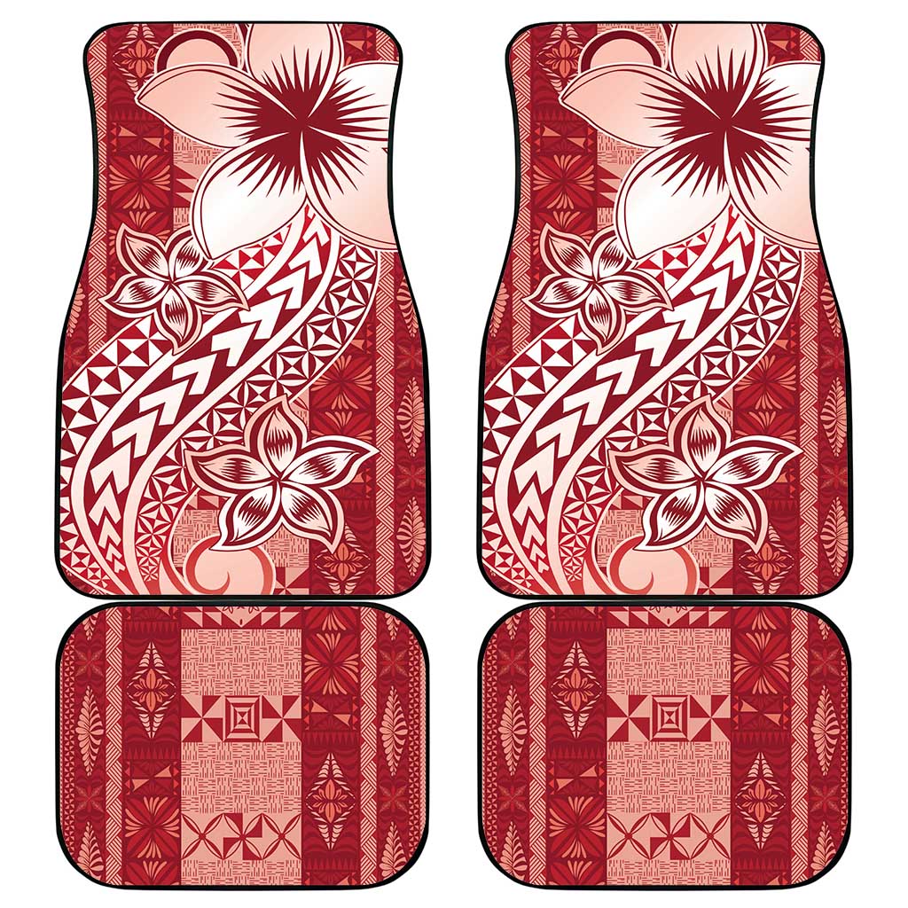 Tonga Kupesi Ngatu Car Mats Vintage Red Plumeria