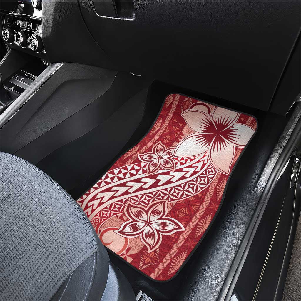 Tonga Kupesi Ngatu Car Mats Vintage Red Plumeria