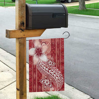 Tonga Kupesi Ngatu Garden Flag Vintage Red Plumeria