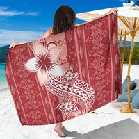 Tonga Kupesi Ngatu Sarong Vintage Red Plumeria