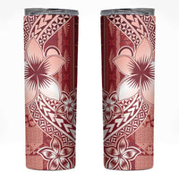 Tonga Kupesi Ngatu Skinny Tumbler Vintage Red Plumeria LT05 Red - Polynesian Pride