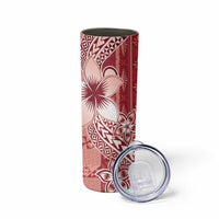 Tonga Kupesi Ngatu Skinny Tumbler Vintage Red Plumeria LT05 - Polynesian Pride
