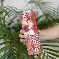 Tonga Kupesi Ngatu Skinny Tumbler Vintage Red Plumeria LT05 - Polynesian Pride