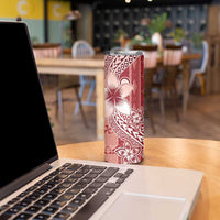 Tonga Kupesi Ngatu Skinny Tumbler Vintage Red Plumeria LT05 - Polynesian Pride
