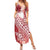 Tonga Kupesi Ngatu Summer Maxi Dress Vintage Red Plumeria
