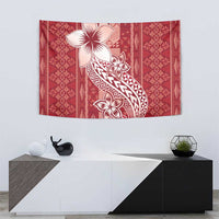 Tonga Kupesi Ngatu Tapestry Vintage Red Plumeria