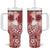 Tonga Kupesi Ngatu Tumbler With Handle Vintage Red Plumeria