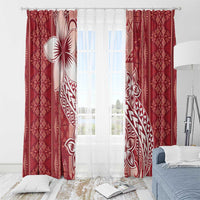 Tonga Kupesi Ngatu Window Curtain Vintage Red Plumeria