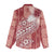 Tonga Kupesi Ngatu Women Casual Shirt Vintage Red Plumeria
