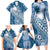 Tonga Kupesi Ngatu Family Matching Long Sleeve Bodycon Dress and Hawaiian Shirt Vintage Blue Plumeria