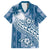 Tonga Kupesi Ngatu Family Matching Long Sleeve Bodycon Dress and Hawaiian Shirt Vintage Blue Plumeria