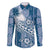 Tonga Kupesi Ngatu Family Matching Long Sleeve Bodycon Dress and Hawaiian Shirt Vintage Blue Plumeria