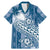 Tonga Kupesi Ngatu Family Matching Mermaid Dress and Hawaiian Shirt Vintage Blue Plumeria