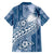 Tonga Kupesi Ngatu Family Matching Short Sleeve Bodycon Dress and Hawaiian Shirt Vintage Blue Plumeria