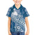 Tonga Kupesi Ngatu Family Matching Tank Maxi Dress and Hawaiian Shirt Vintage Blue Plumeria