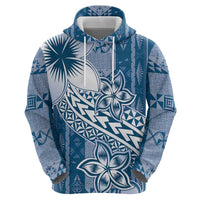 Tonga Kupesi Ngatu Hoodie Vintage Blue Plumeria