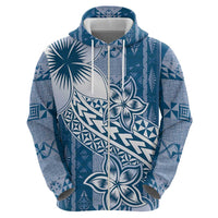 Tonga Kupesi Ngatu Hoodie Vintage Blue Plumeria
