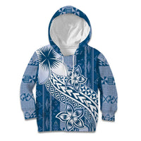 Tonga Kupesi Ngatu Kid Hoodie Vintage Blue Plumeria