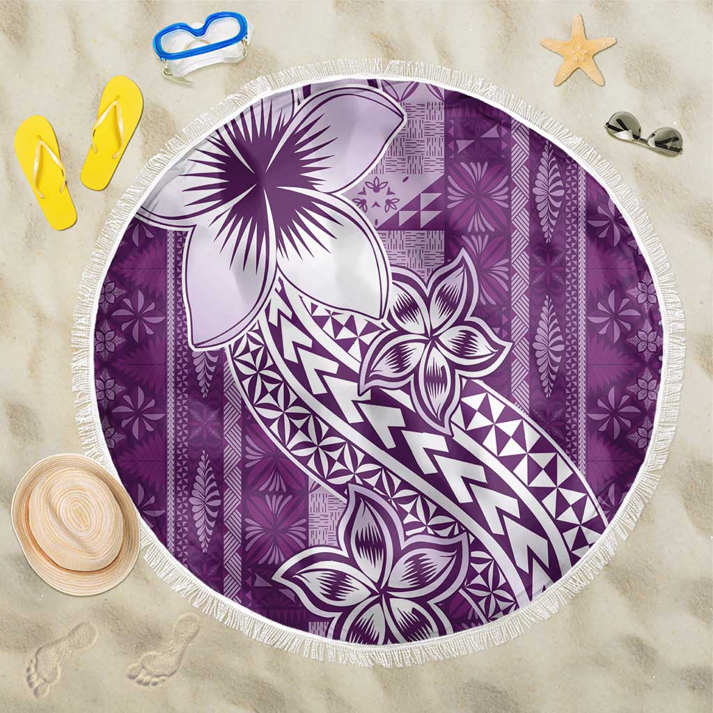 Tonga Kupesi Ngatu Beach Blanket Vintage Purple Plumeria