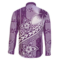 Tonga Kupesi Ngatu Family Matching Mermaid Dress and Hawaiian Shirt Vintage Purple Plumeria