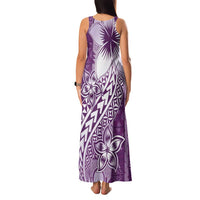 Tonga Kupesi Ngatu Family Matching Tank Maxi Dress and Hawaiian Shirt Vintage Purple Plumeria