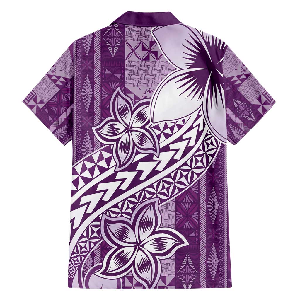 Tonga Kupesi Ngatu Hawaiian Shirt Vintage Purple Plumeria