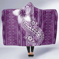 Tonga Kupesi Ngatu Hooded Blanket Vintage Purple Plumeria