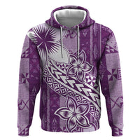 Tonga Kupesi Ngatu Hoodie Vintage Purple Plumeria