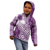 Tonga Kupesi Ngatu Kid Hoodie Vintage Purple Plumeria