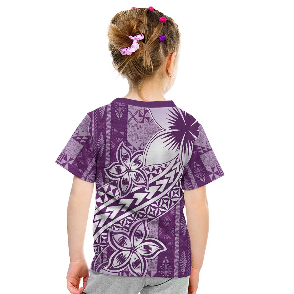 Tonga Kupesi Ngatu Kid T Shirt Vintage Purple Plumeria