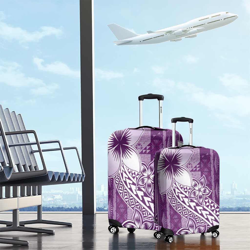 Tonga Kupesi Ngatu Luggage Cover Vintage Purple Plumeria