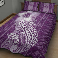 Tonga Kupesi Ngatu Quilt Bed Set Vintage Purple Plumeria