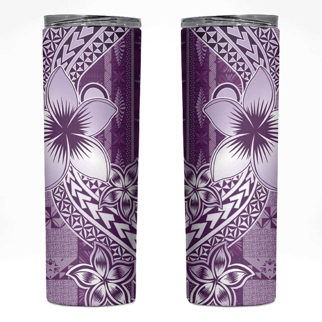 Tonga Kupesi Ngatu Skinny Tumbler Vintage Purple Plumeria