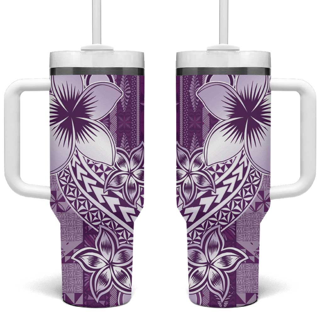 Tonga Kupesi Ngatu Tumbler With Handle Vintage Purple Plumeria