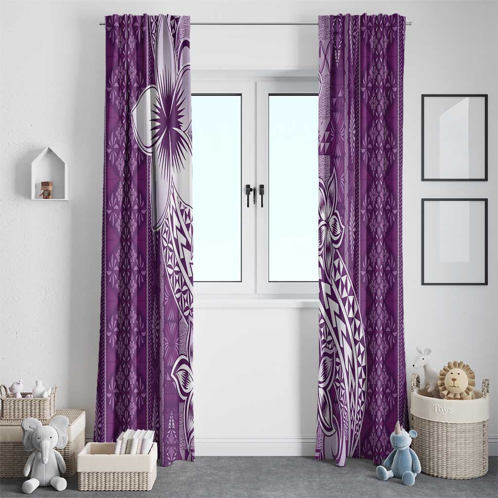 Tonga Kupesi Ngatu Window Curtain Vintage Purple Plumeria