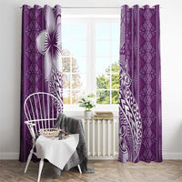 Tonga Kupesi Ngatu Window Curtain Vintage Purple Plumeria