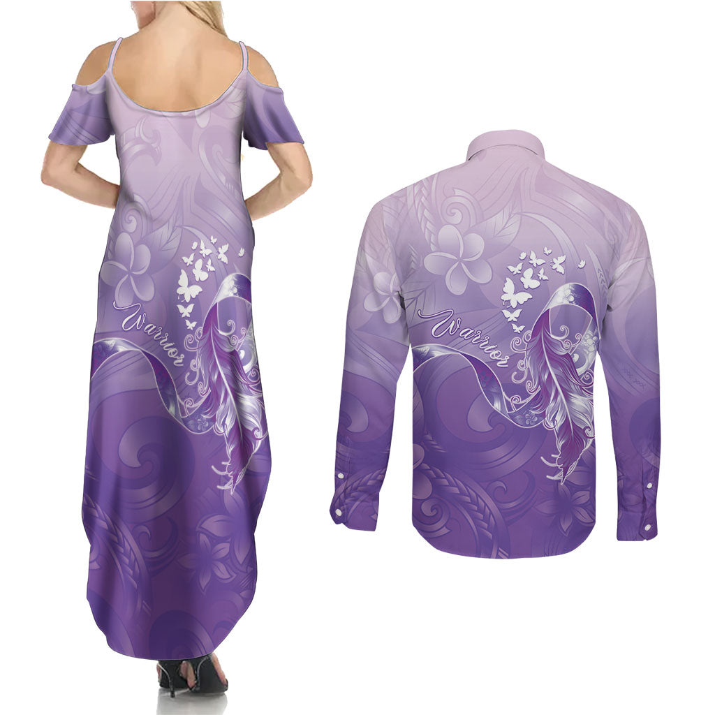 Lupus Awareness Month Couples Matching Summer Maxi Dress and Long Sleeve Button Shirt Polynesian Style