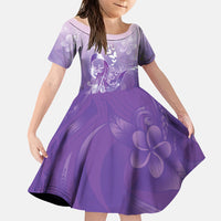 Lupus Awareness Month Family Matching Off The Shoulder Long Sleeve Dress and Hawaiian Shirt Polynesian Style LT05 Daughter's Dress Lilac - Polynesian Pride