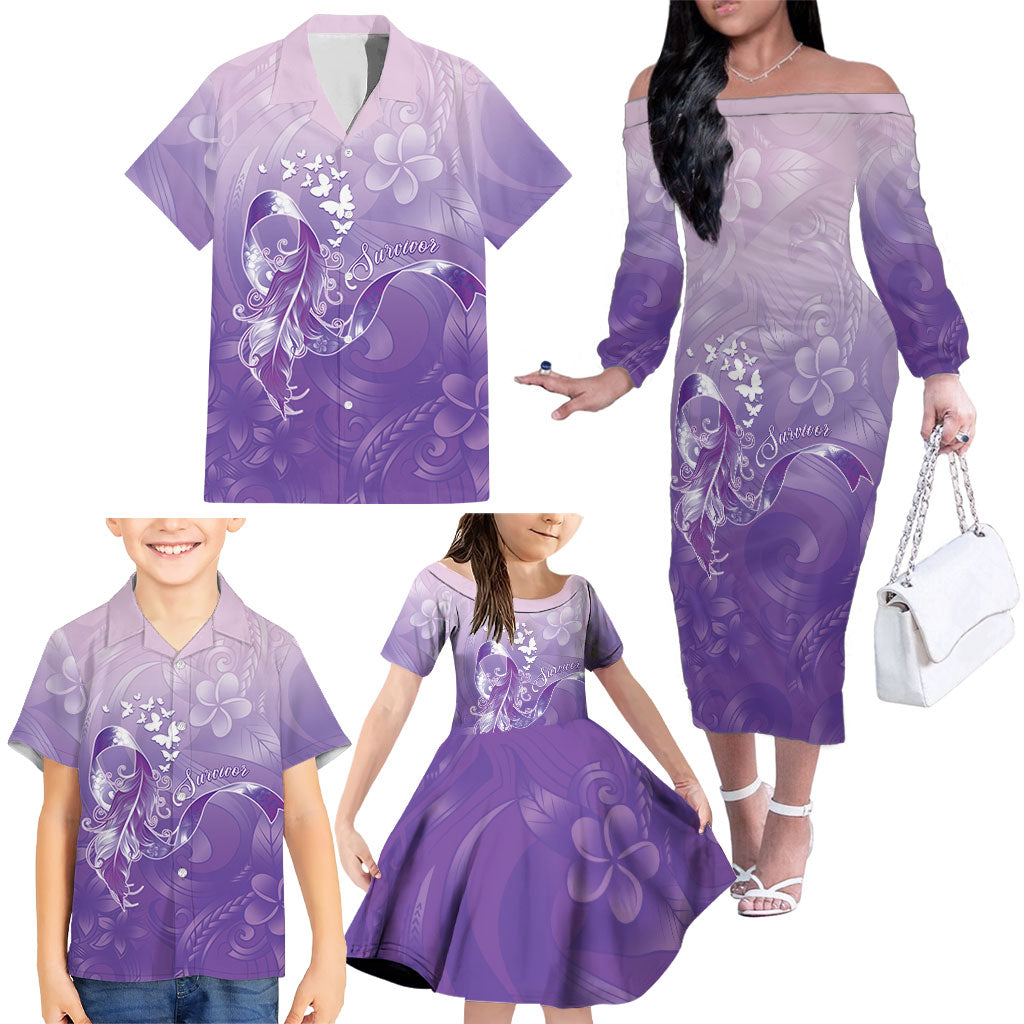Lupus Awareness Month Family Matching Off The Shoulder Long Sleeve Dress and Hawaiian Shirt Polynesian Style LT05 - Polynesian Pride