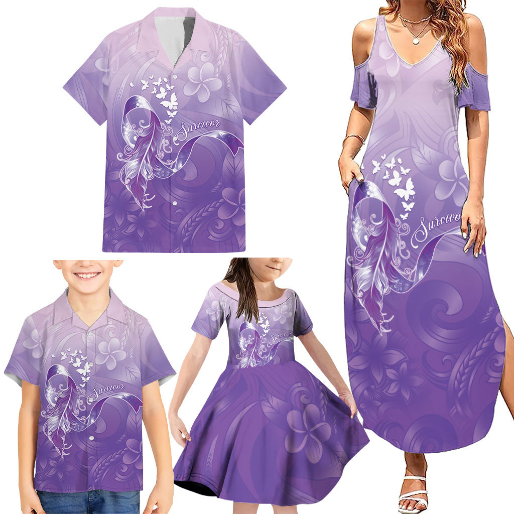 Lupus Awareness Month Family Matching Summer Maxi Dress and Hawaiian Shirt Polynesian Style