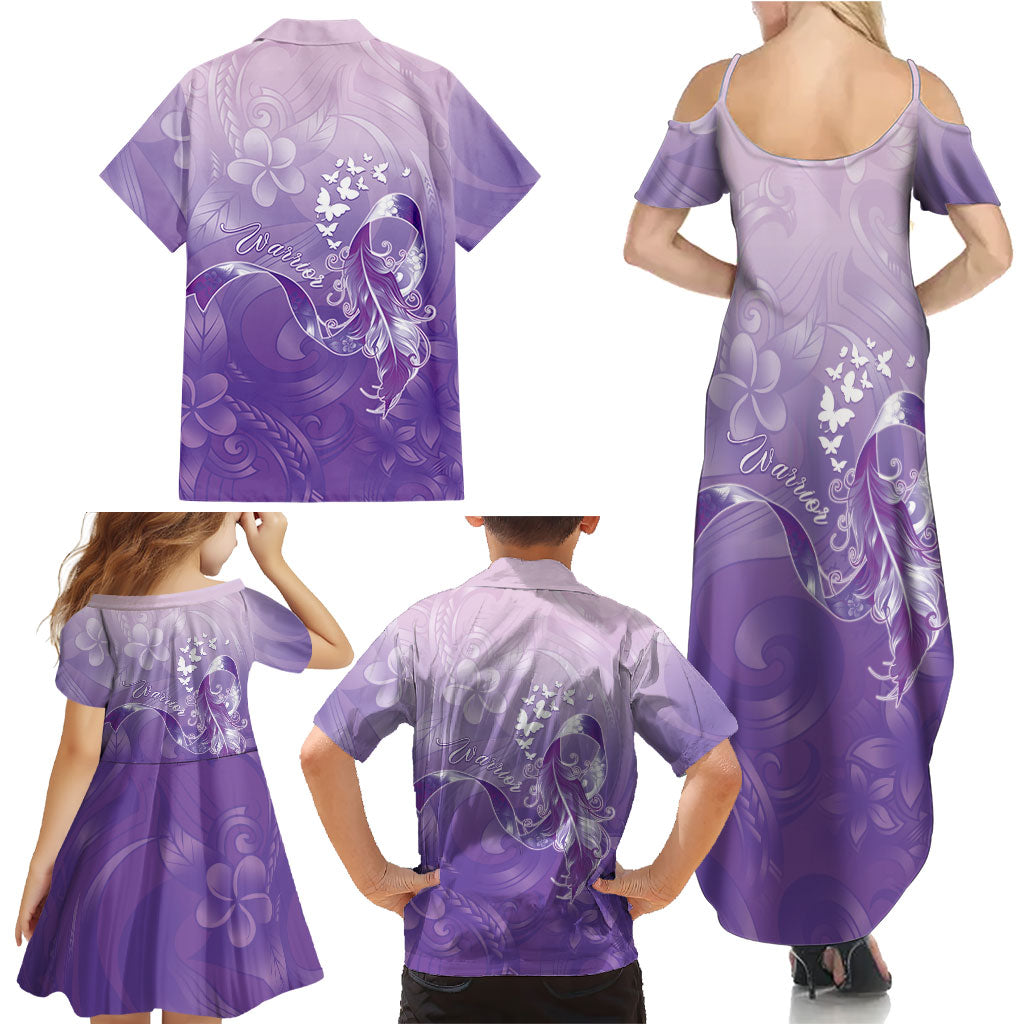 Lupus Awareness Month Family Matching Summer Maxi Dress and Hawaiian Shirt Polynesian Style