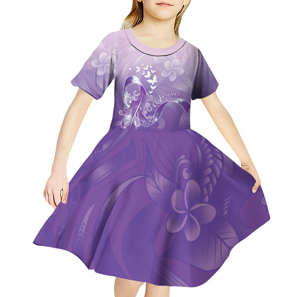 Lupus Awareness Month Kid Short Sleeve Dress Polynesian Style