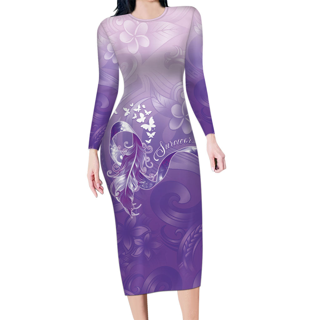 Lupus Awareness Month Long Sleeve Bodycon Dress Polynesian Style