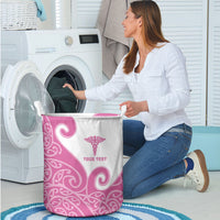 Personalised New Zealand Nurse Laundry Basket Maori Koru Pink Version