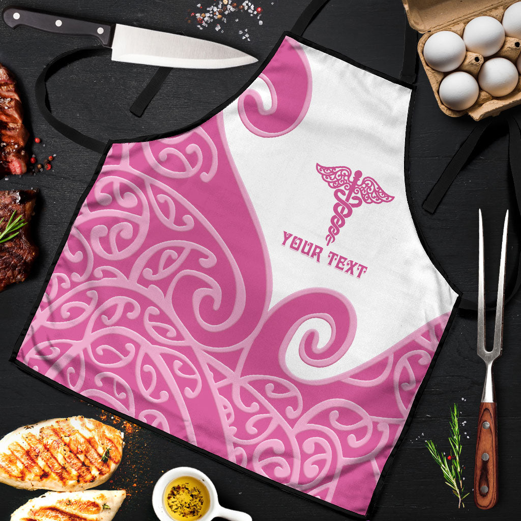 Personalised New Zealand Nurse Apron Maori Koru Pink Version