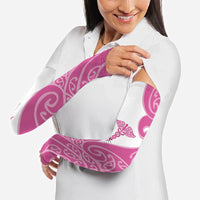 Personalised New Zealand Nurse Arm Sleeves Maori Koru Pink Version