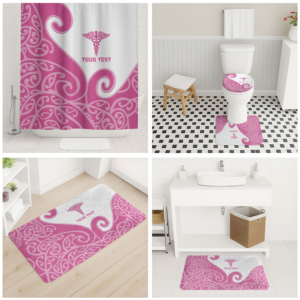 Personalised New Zealand Nurse Bathroom Set Maori Koru Pink Version