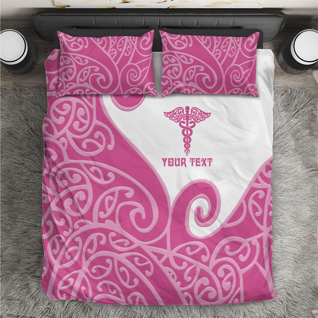 Personalised New Zealand Nurse Bedding Set Maori Koru Pink Version