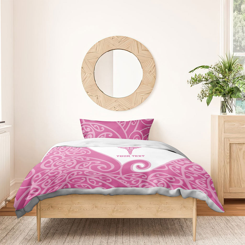 Personalised New Zealand Nurse Bedding Set Maori Koru Pink Version