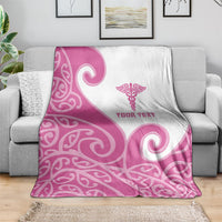 Personalised New Zealand Nurse Blanket Maori Koru Pink Version